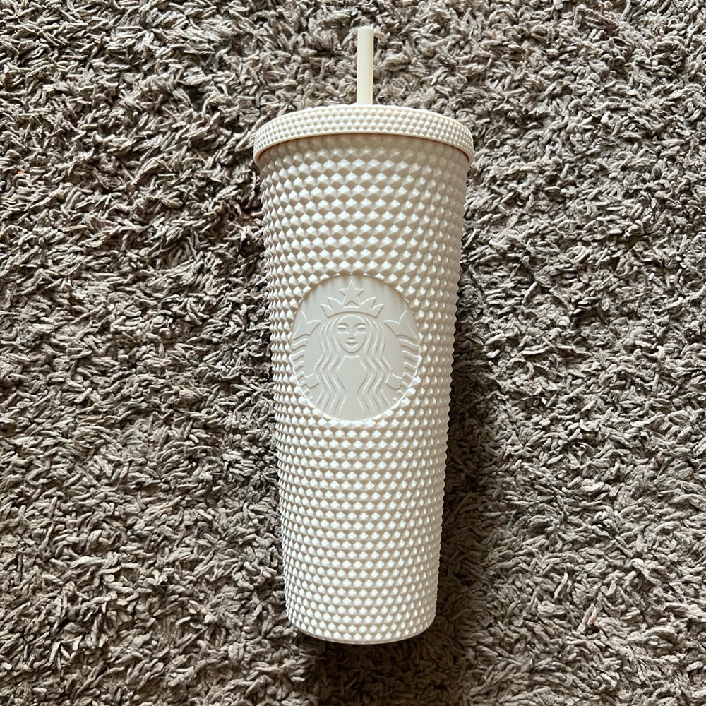 Cream Starbucks studded cup matte